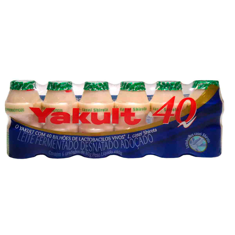 Leite Fermentado Yakult 40 com 6 Unidades 480ml