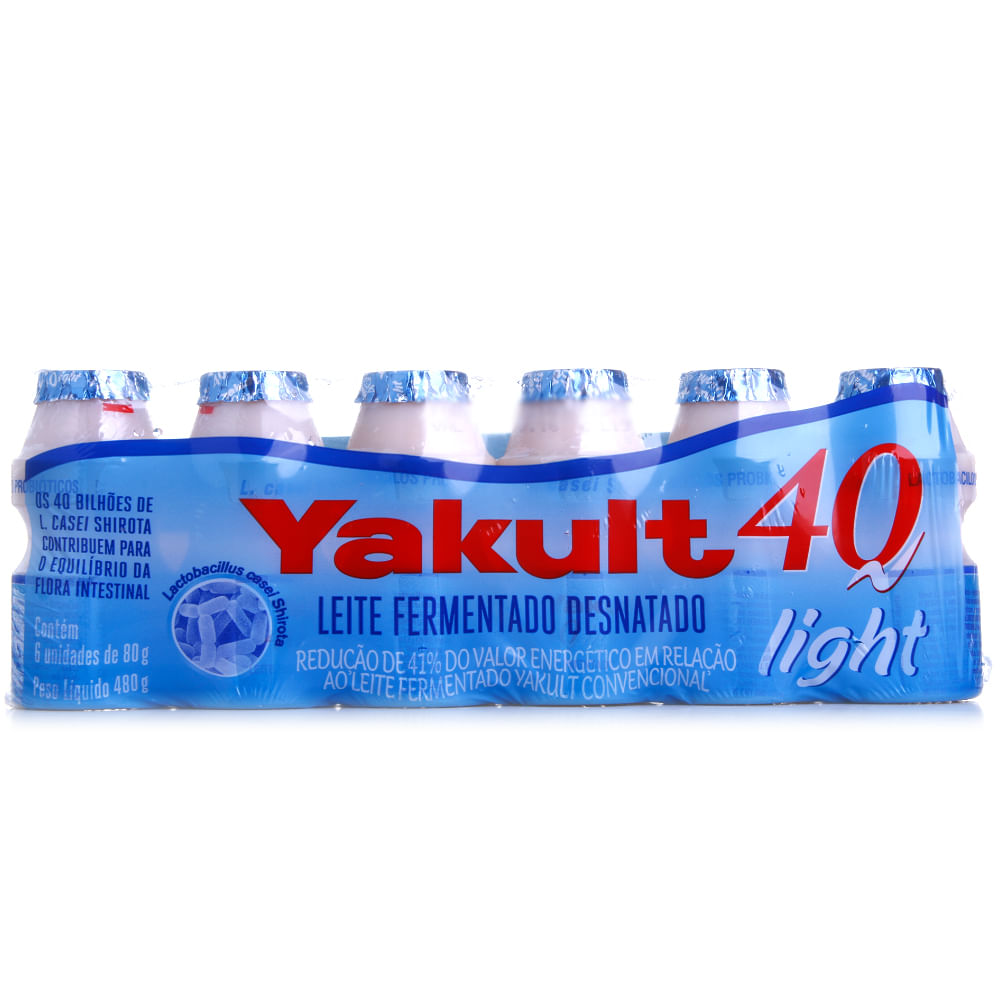Leite Fermentado Light Yakult 40 com 6 Unidades 480ml