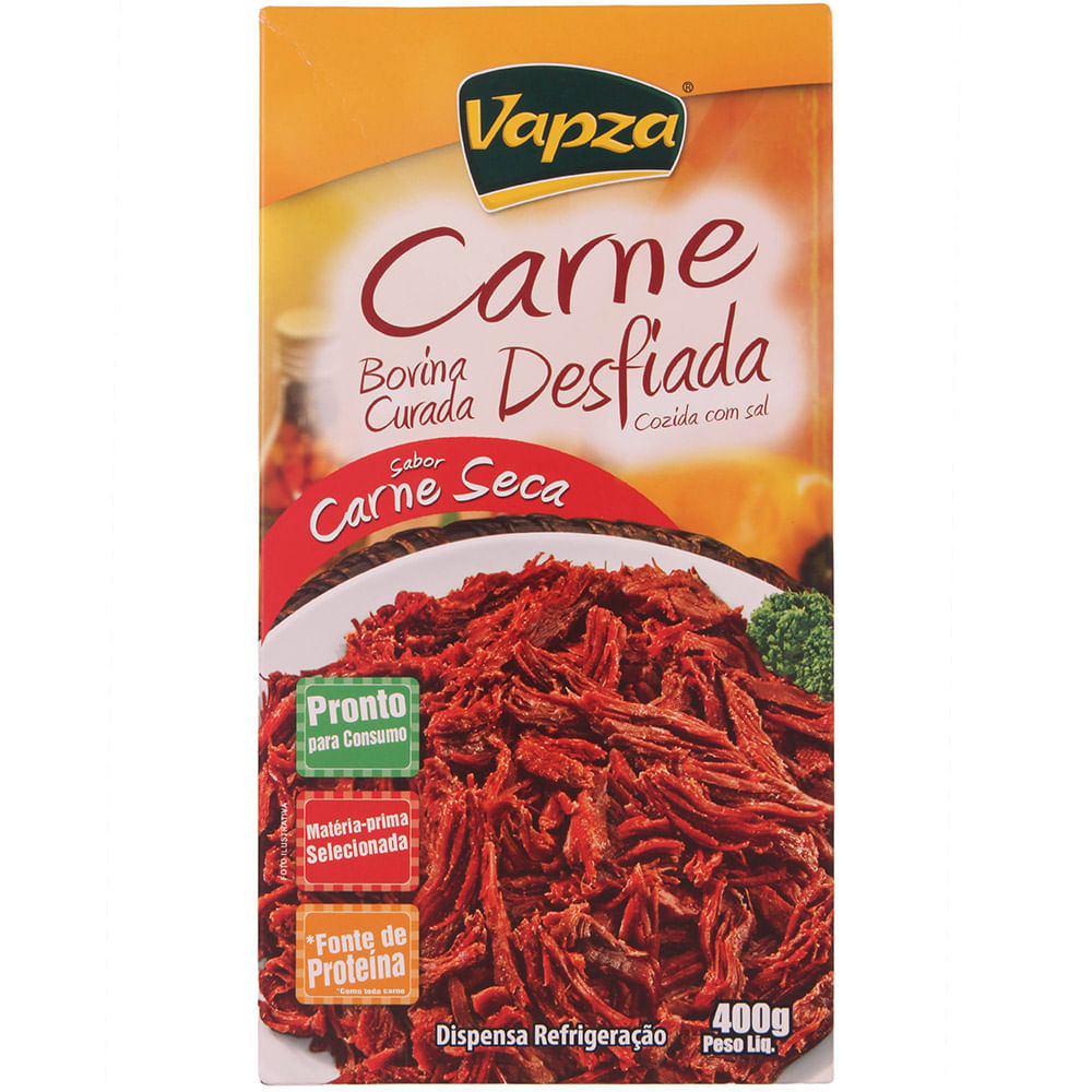 Carne Seca Bovina Vapza Desfiada e Cozida 400g