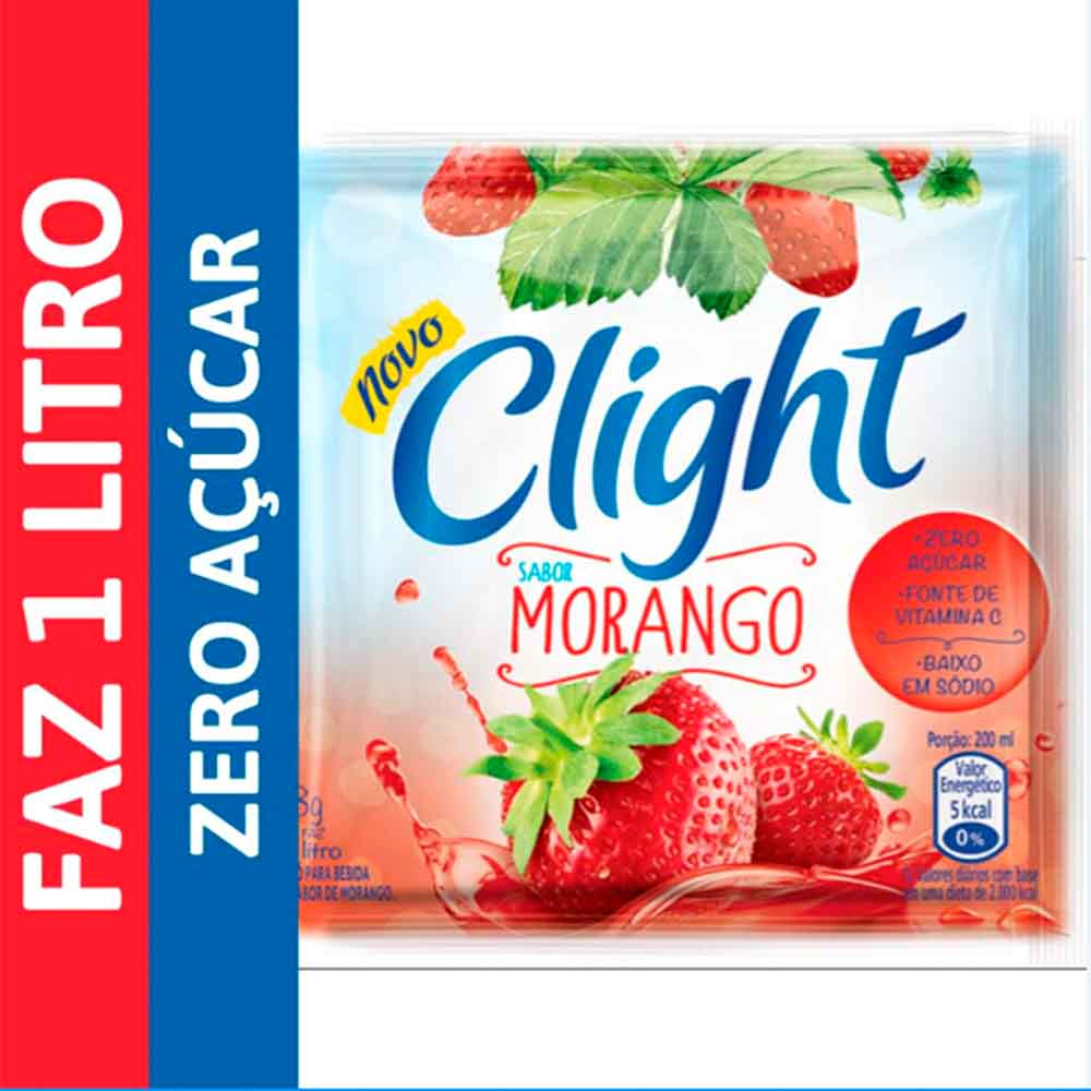 Refresco em Pó Clight Morango 8g