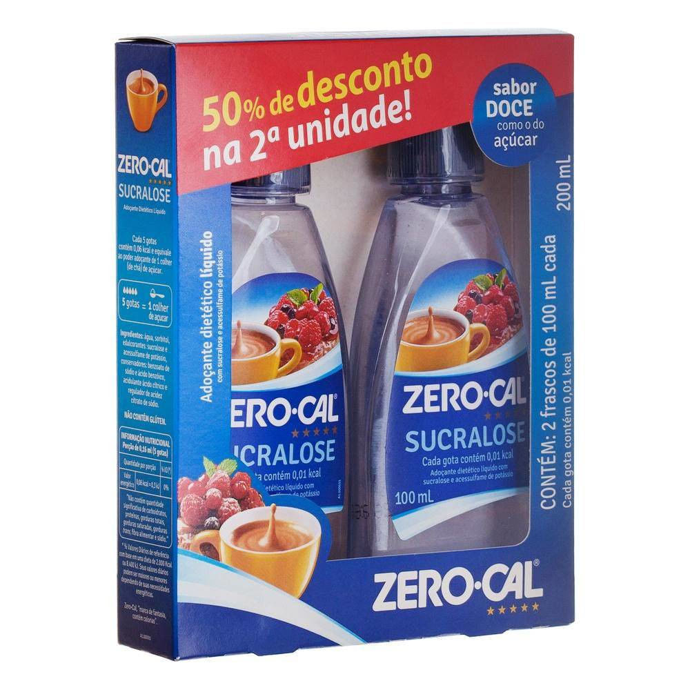 Kit Adoçante Líquido Sucralose Zero Cal 100ml cada