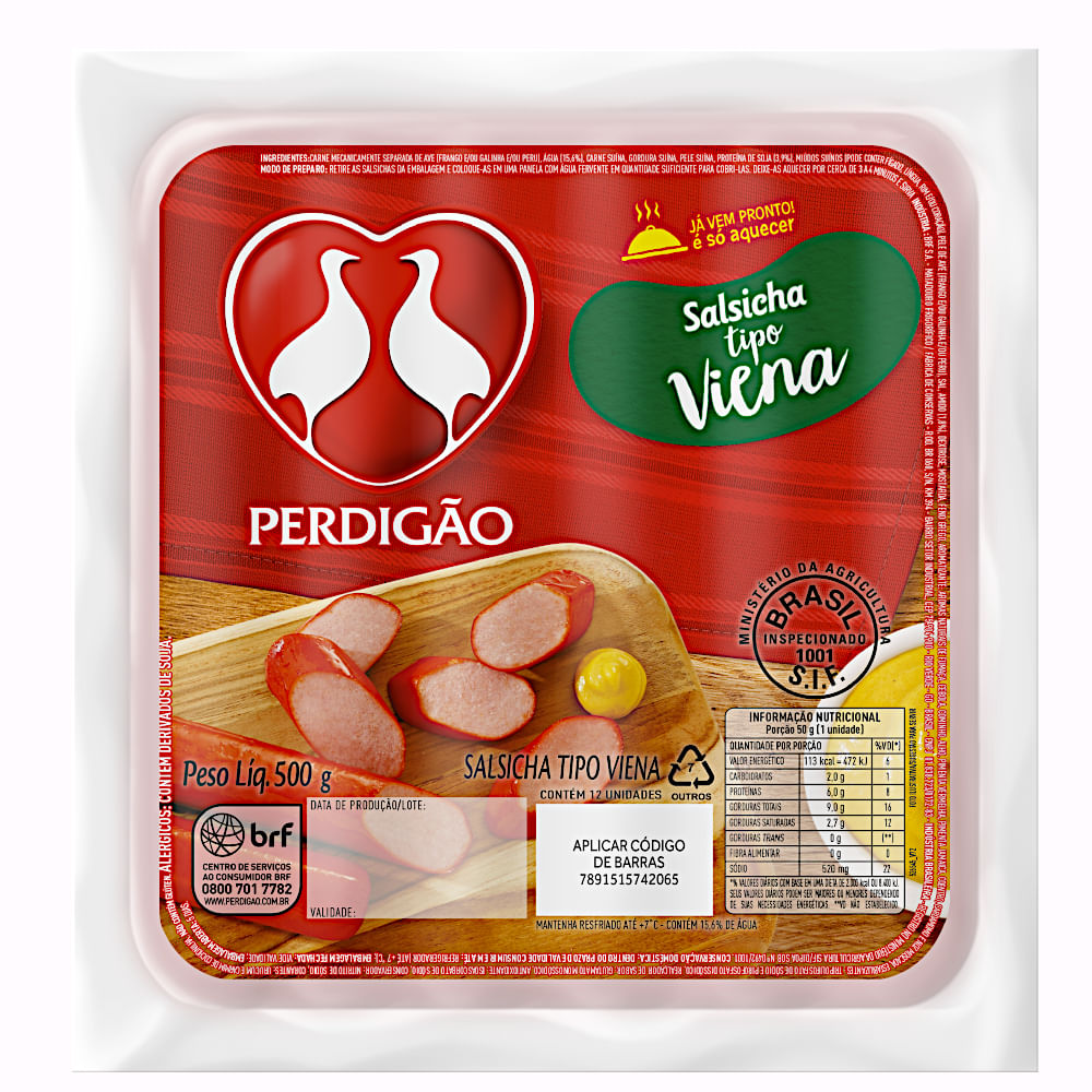 Salsicha Tipo Viena Perdigão 500g