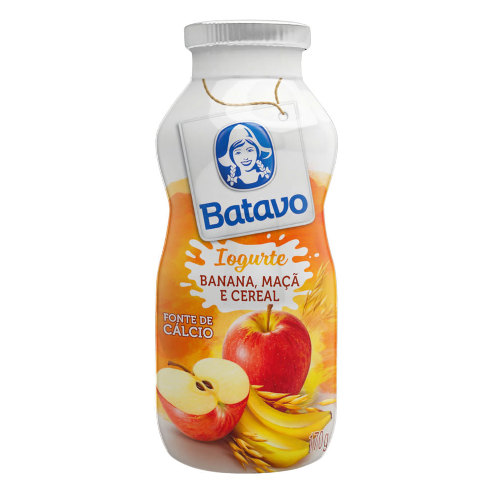 Iogurte Parcialmente Desnatado Banana, Maçã e Cereal Batavo Frasco 170g