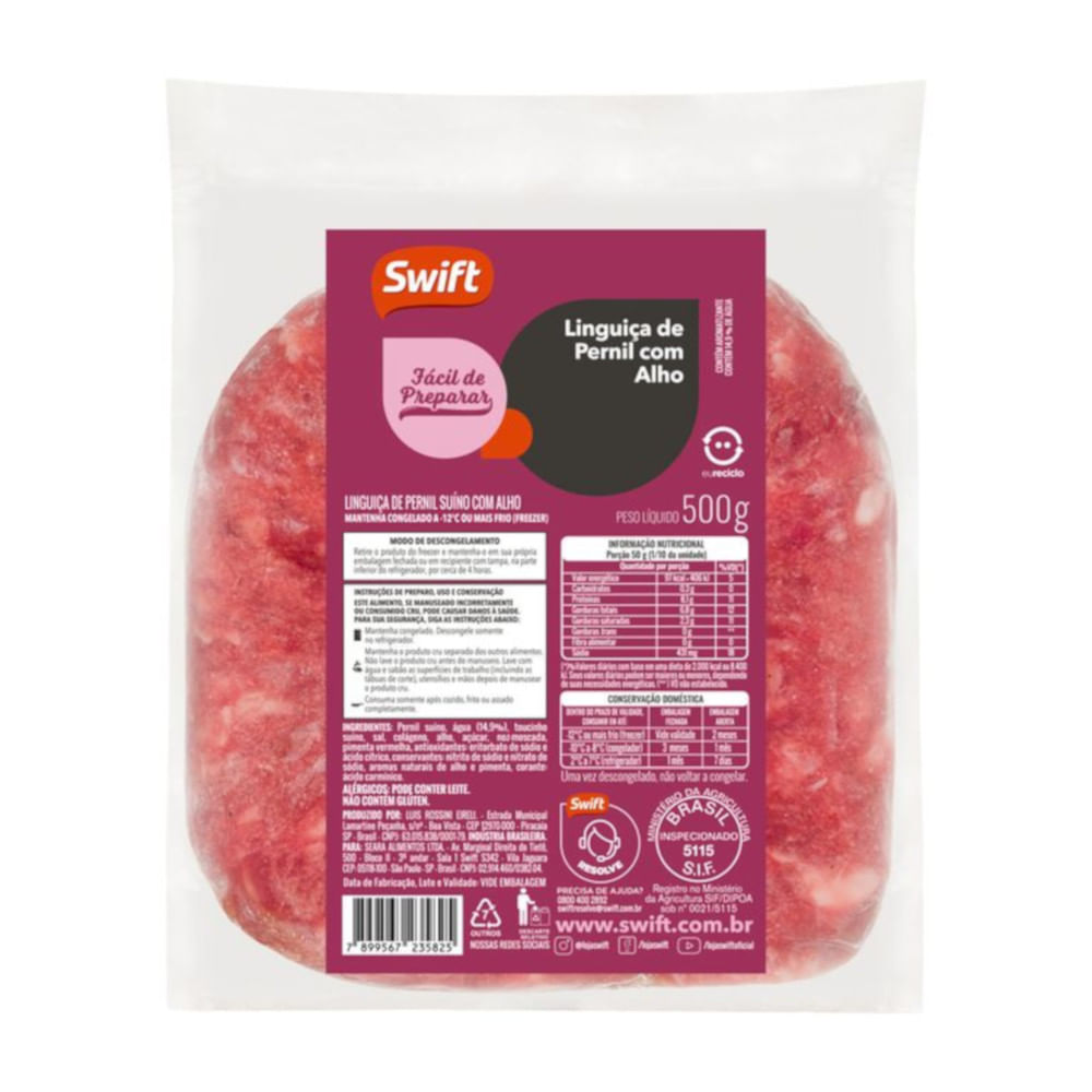 Linguiça de Pernil Alho Swift 500g