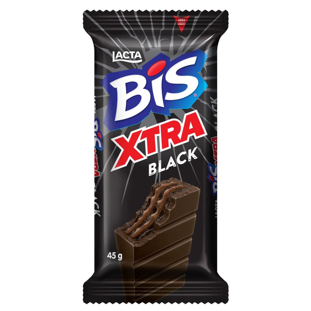 Wafer Recheio e Cobertura Chocolate Lacta Bis Black Xtra Pacote 45g