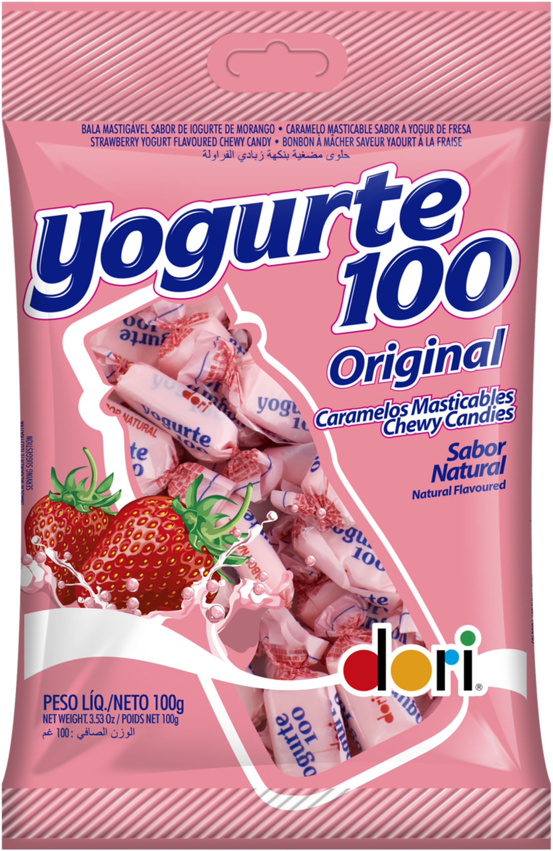 Bala Mastigável Dori Yogurte 100 Morango 100g