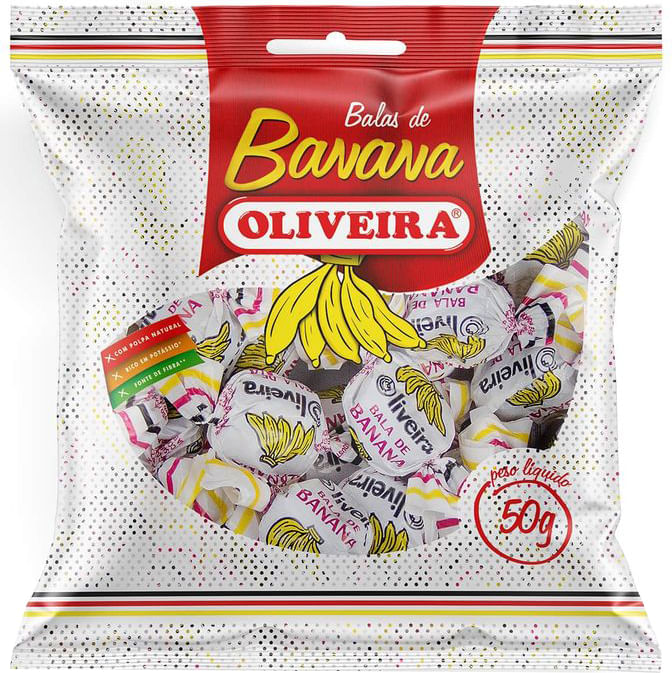 Bala Mastigável Oliveira Banana 50g