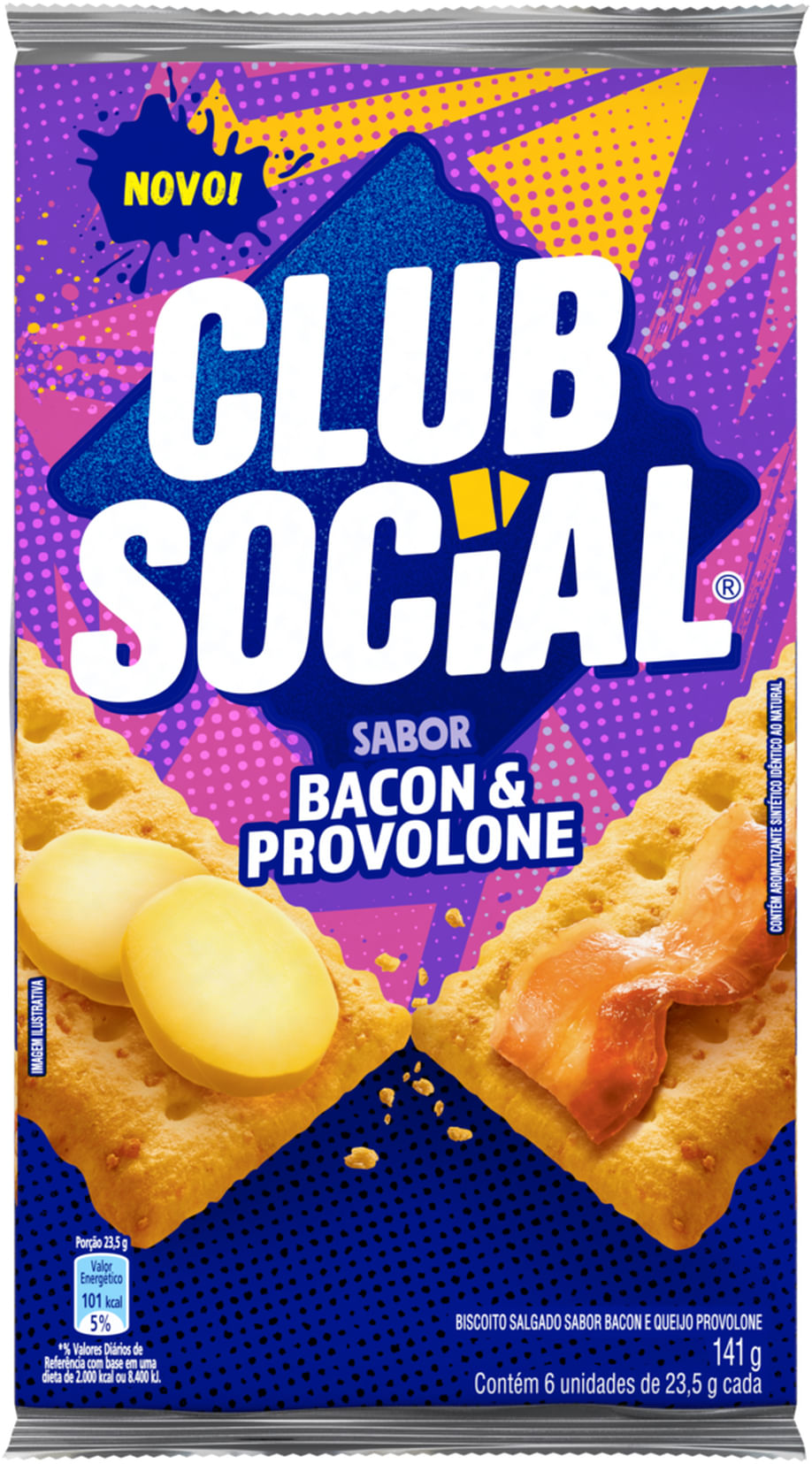 Biscoito Salgado Club Social Bacon e Queijo Provolone 141g