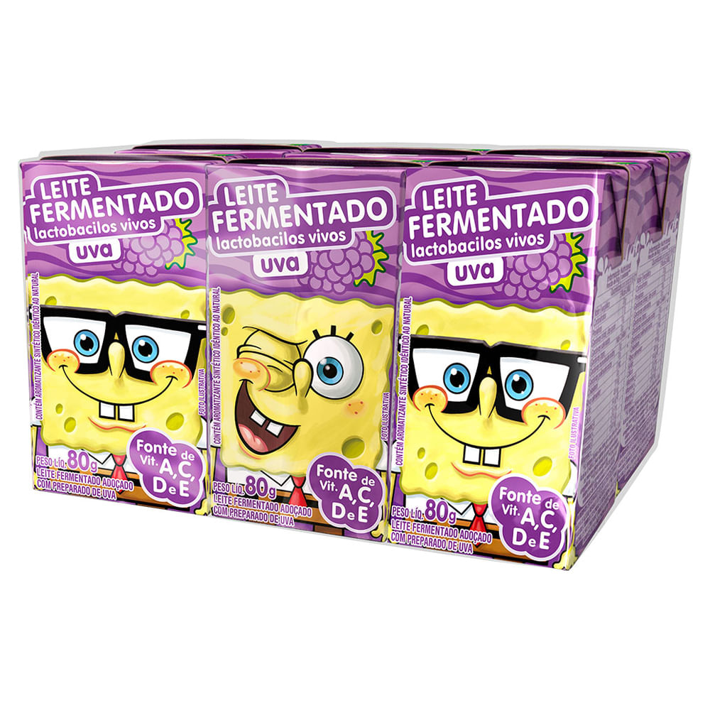 Leite Fermentado Elegê Bob Esponja Uva 480g