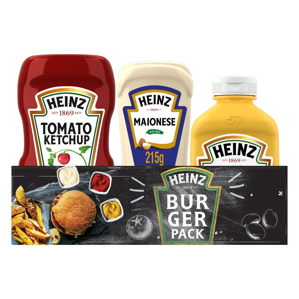 Kit Hamburguer Heinz - Ketchup 397g + Maionese 215g + Mostarda 255g