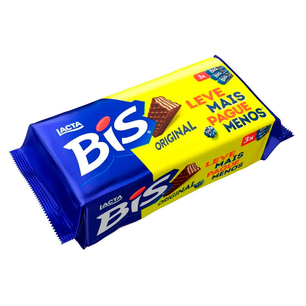 Chocolate Lacta Bis Original ao Leite 302,4g | Com 3 Pacotes