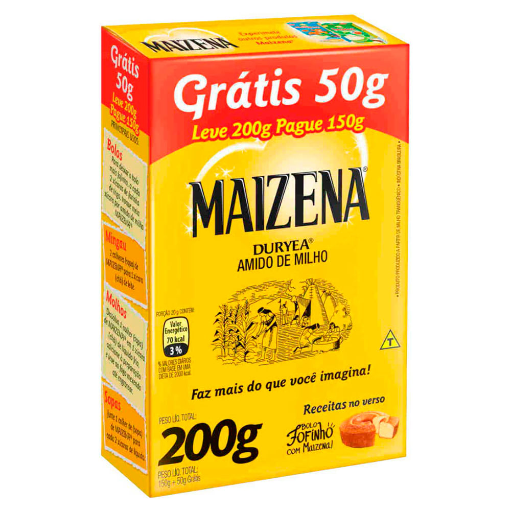 Amido de Milho Maizena Leve 200g Pague 150g