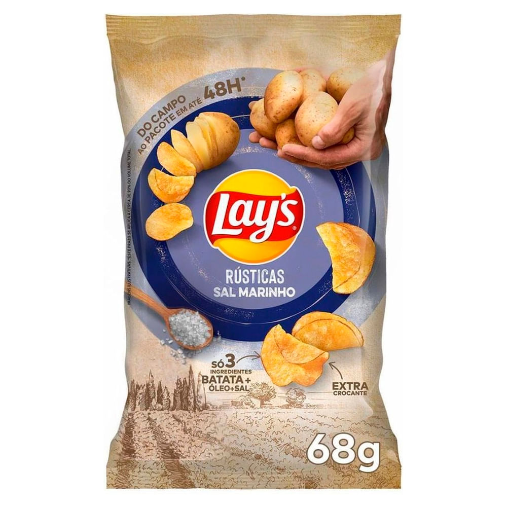 Batata Chips Lay's Rústica Sal Marinho 68g