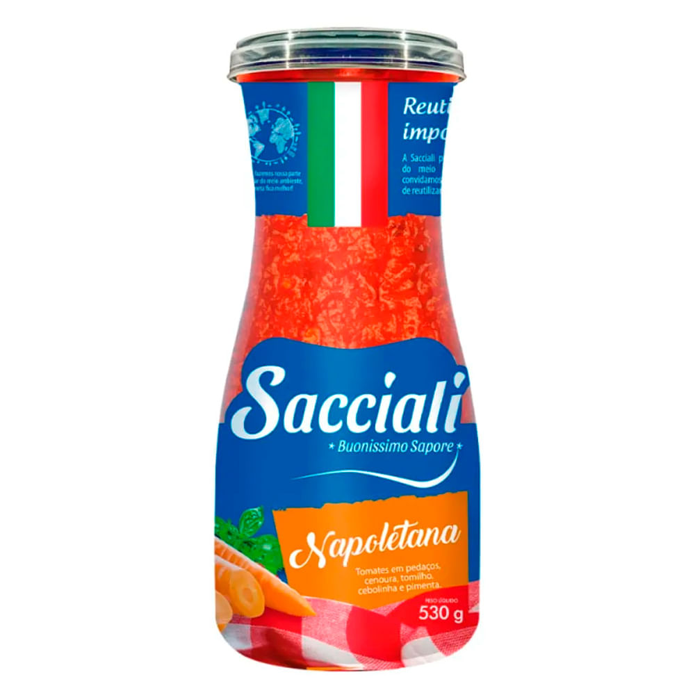 Molho de Tomate Sacciali Napoletana Vidro 530g