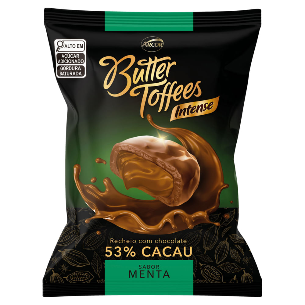 Bala Mastigável Butter Toffees Chocolate 53% Cacau com Menta 90g