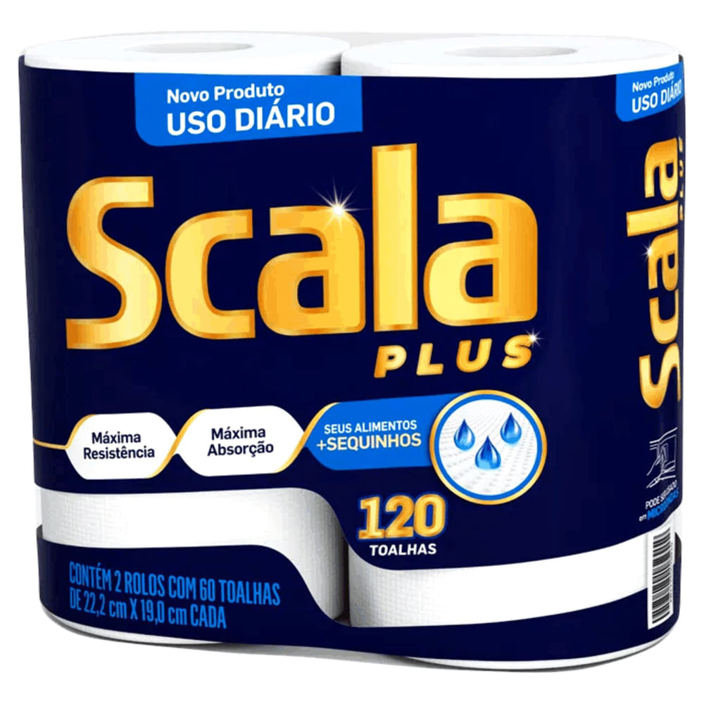 Papel Toalha Scala Plus Regular | Com 2 Rolos e 60 Folhas Cada