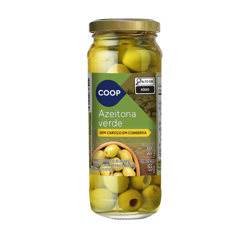 Azeitona Verde sem Caroço Coop Vidro 155g