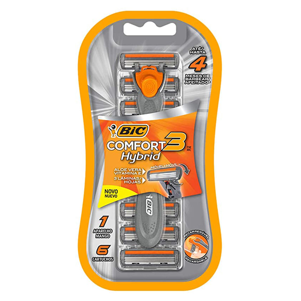 Aparelho para Barbear Bic Comfort 3 Hybrid | Com 6 Cargas