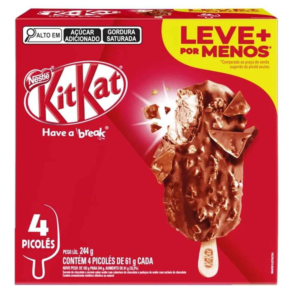 Picolé Nestlé Kit Kat 61g | Com 4 Unidades