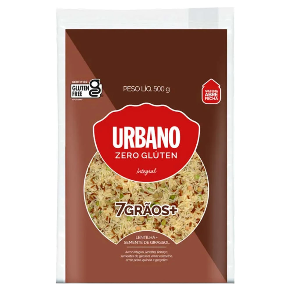 Arroz Integral Urbano 7 Grãos Zero Glúten Lentilha e Semente de Girassol 500g