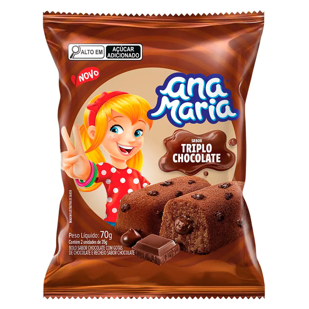 Bolinho Ana Maria Triplo Chocolate 70g | Com 2 Unidades