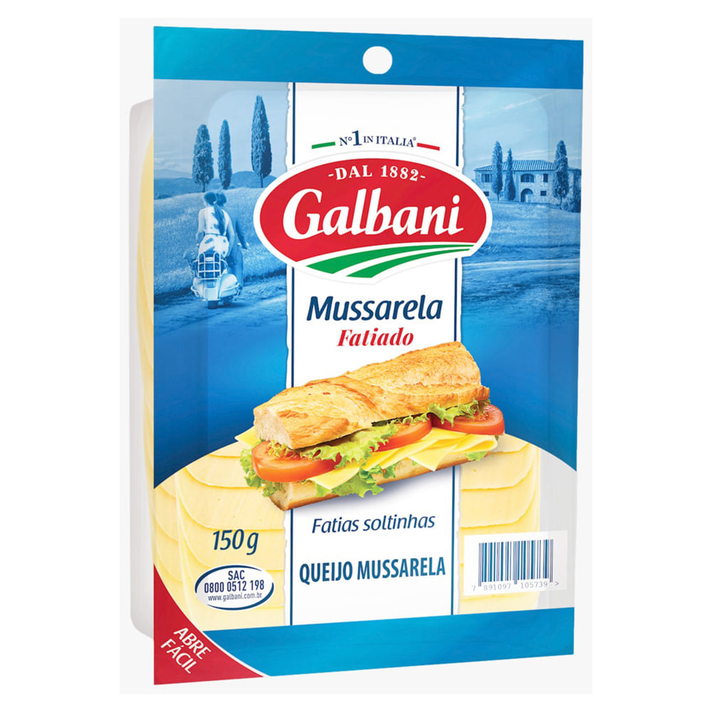 Queijo Mussarela Galbani Fatiado 150g