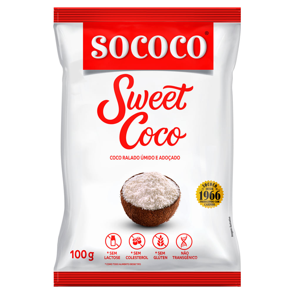 Coco Ralado Sococo Sweet Coco Úmido e Adoçado 100g