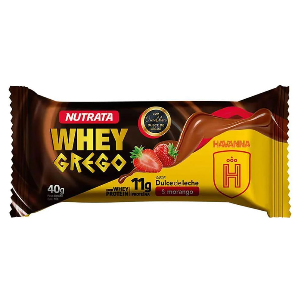 Barra de Proteína Nutrata Whey Grego Havanna Morango 40g