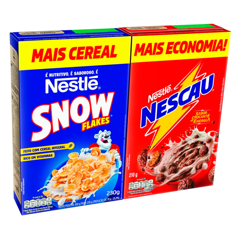Kit Cereal Matinal Nestlé Nescau Chocolate 210g e Snow Flakes 230g