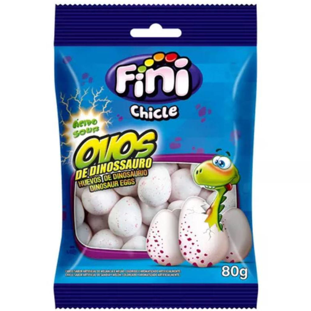 Chiclete Fini Ovos de Dinossauro Azedinhos 80g