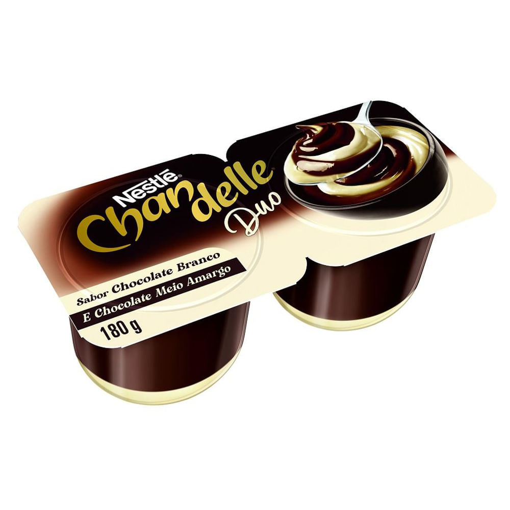 Sobremesa Láctea Nestlé Chandelle Duo Chocolate Branco e Meio Amargo 180g
