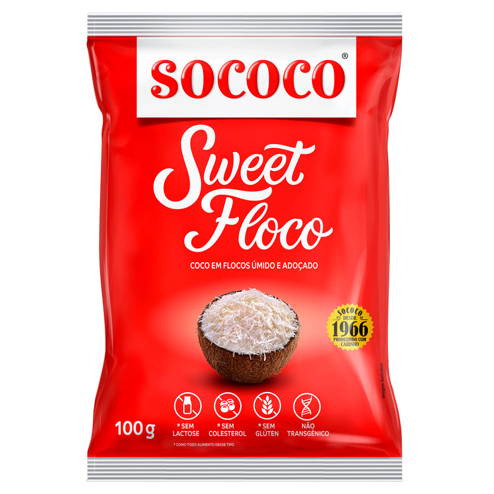 Coco em Flocos Sococo Sweet Úmido e Adoçado 50g
