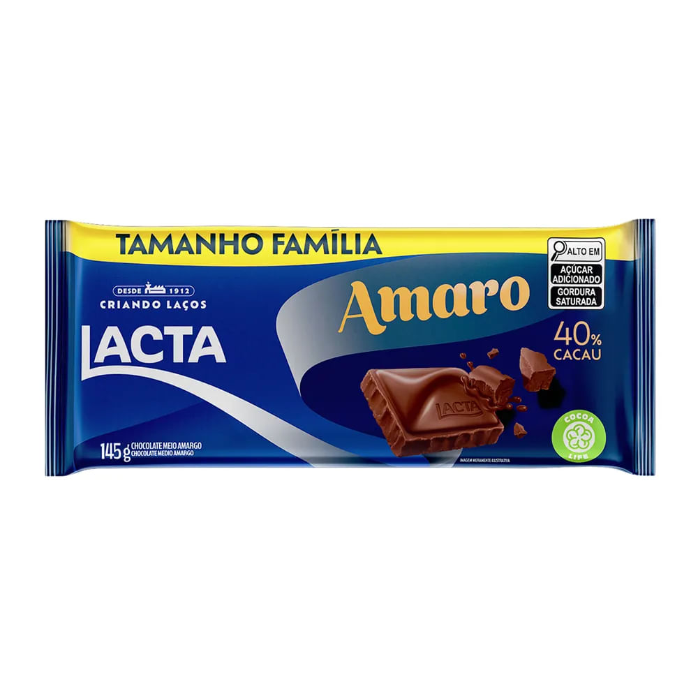 Chocolate 40% Cacau Amaro Lacta 145g