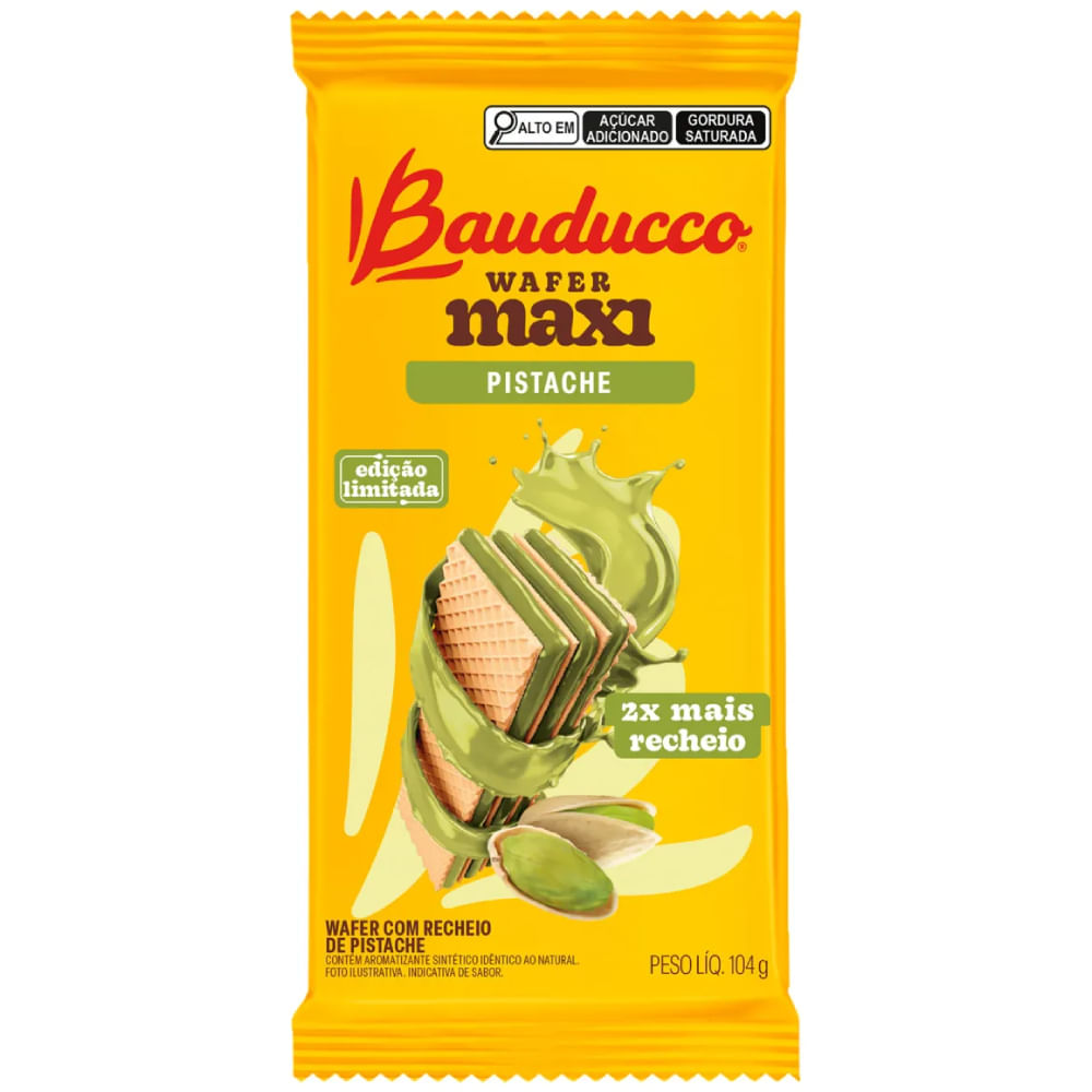 Biscoito Wafer Maxi Pistache Bauducco 104g
