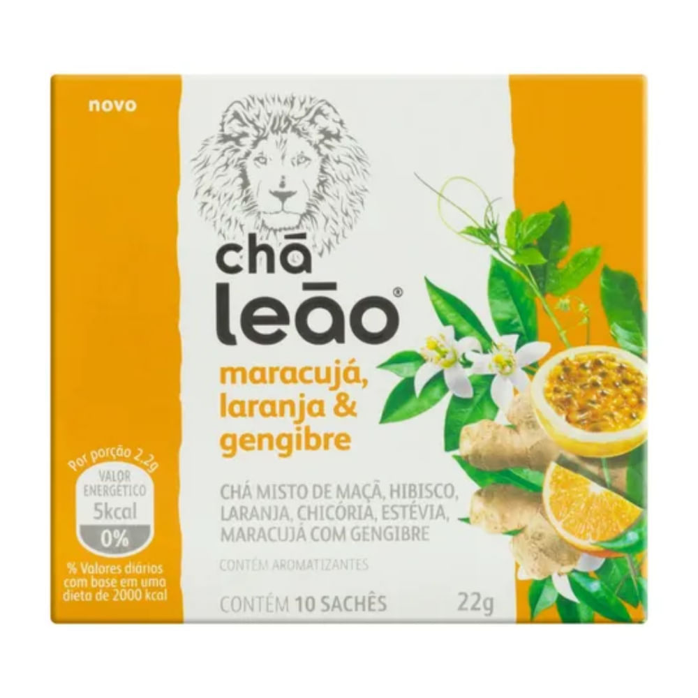 Chá de Maracujá, Laranja e Gengibre Leão 10 Unidades 22g