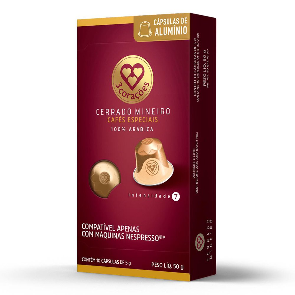 Cápsula de Café Cerrado Mineiro Compativel com Nespresso 3 Corações 10 unid