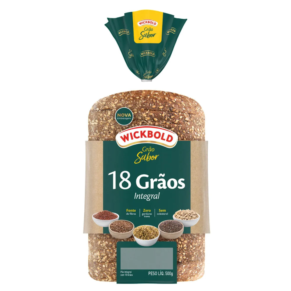 Pão de forma integral 18 grãos Wickbold 500g
