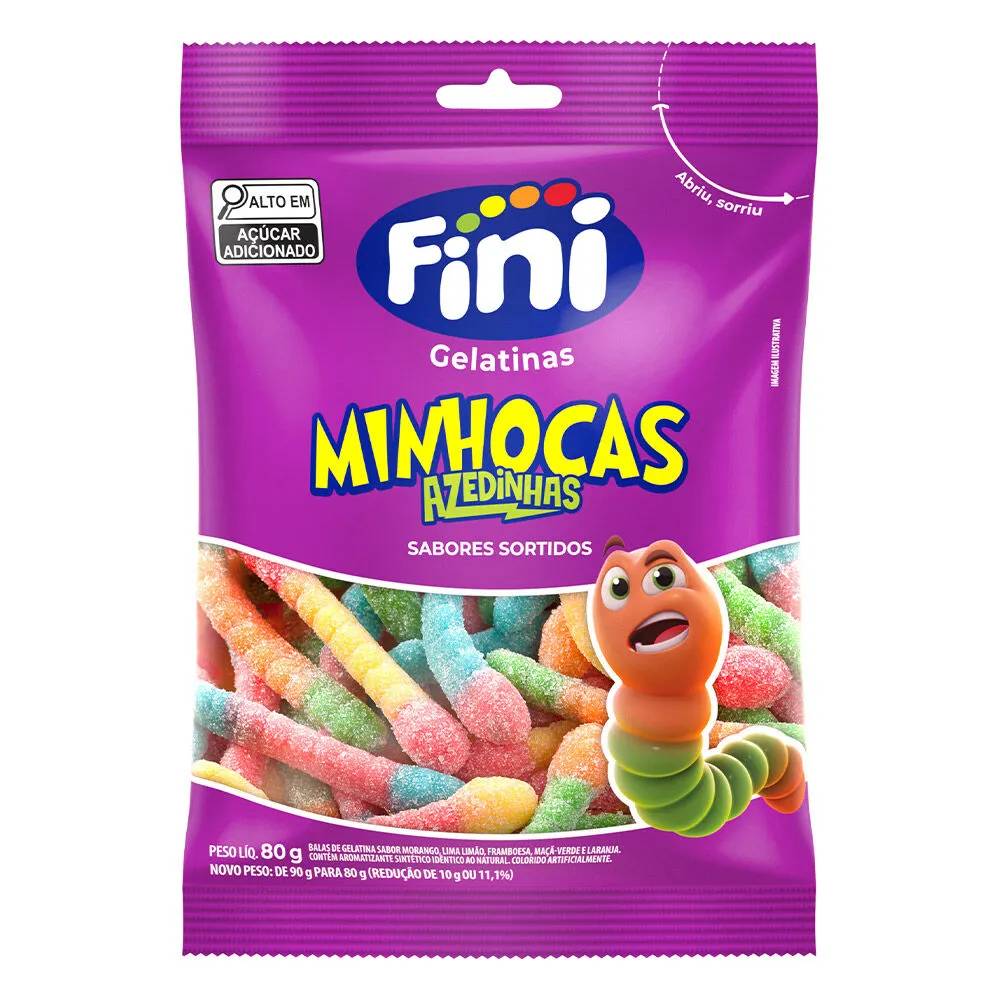 Bala Gelatinosa Fini Minhocas Ácidas 90g