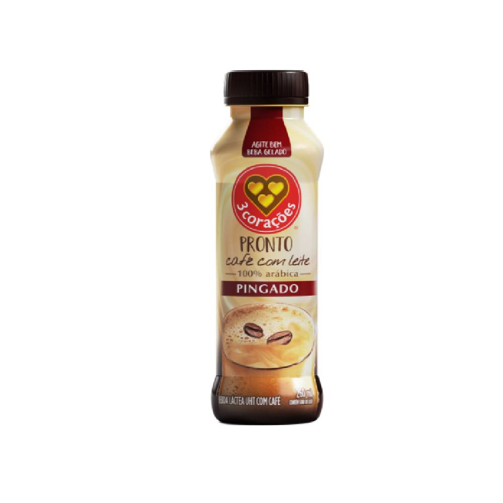 Bebida Láctea Cappuccino Café com Leite 3 Corações 260ml