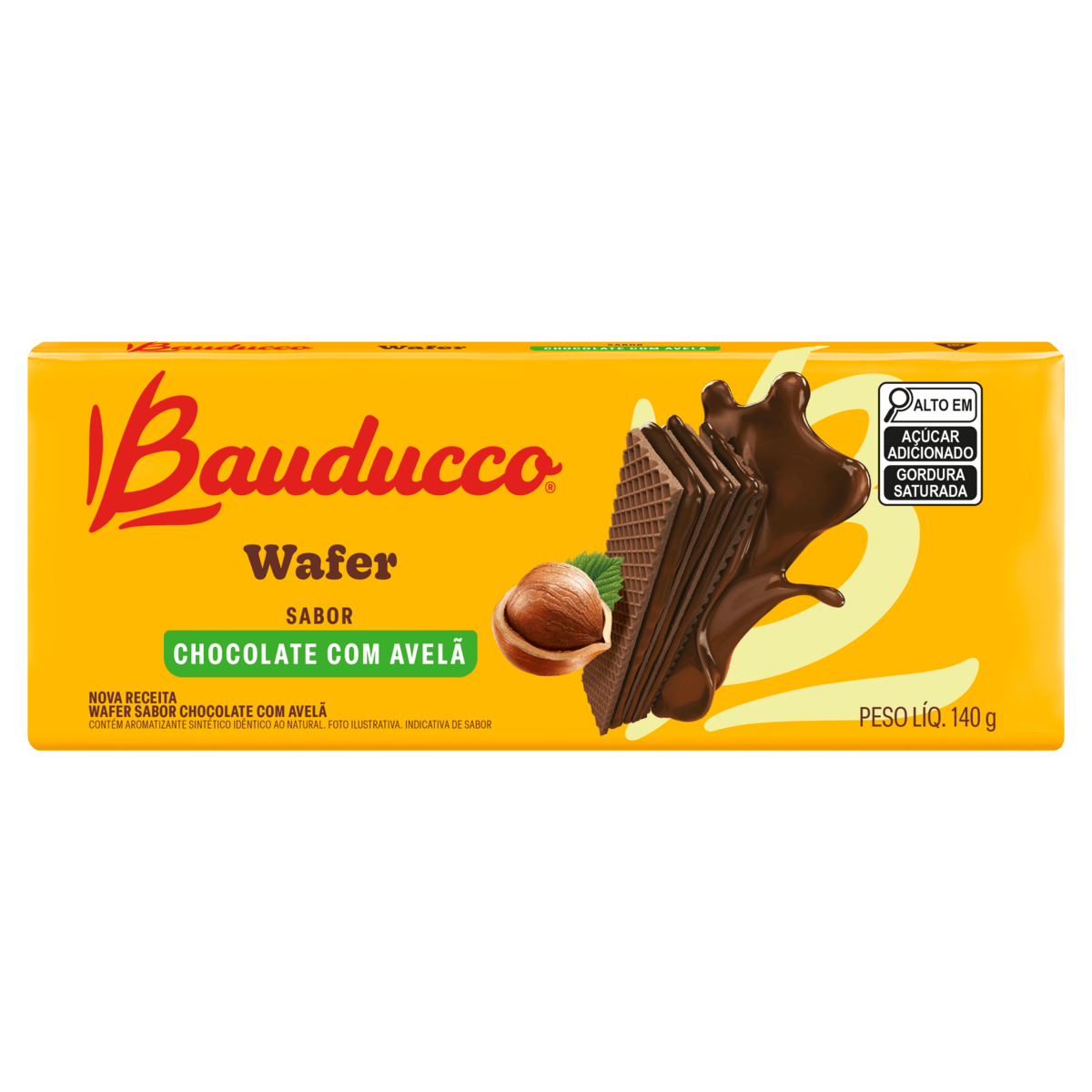 Biscoito Wafer Bauducco Chocolate Com Avelã 140g