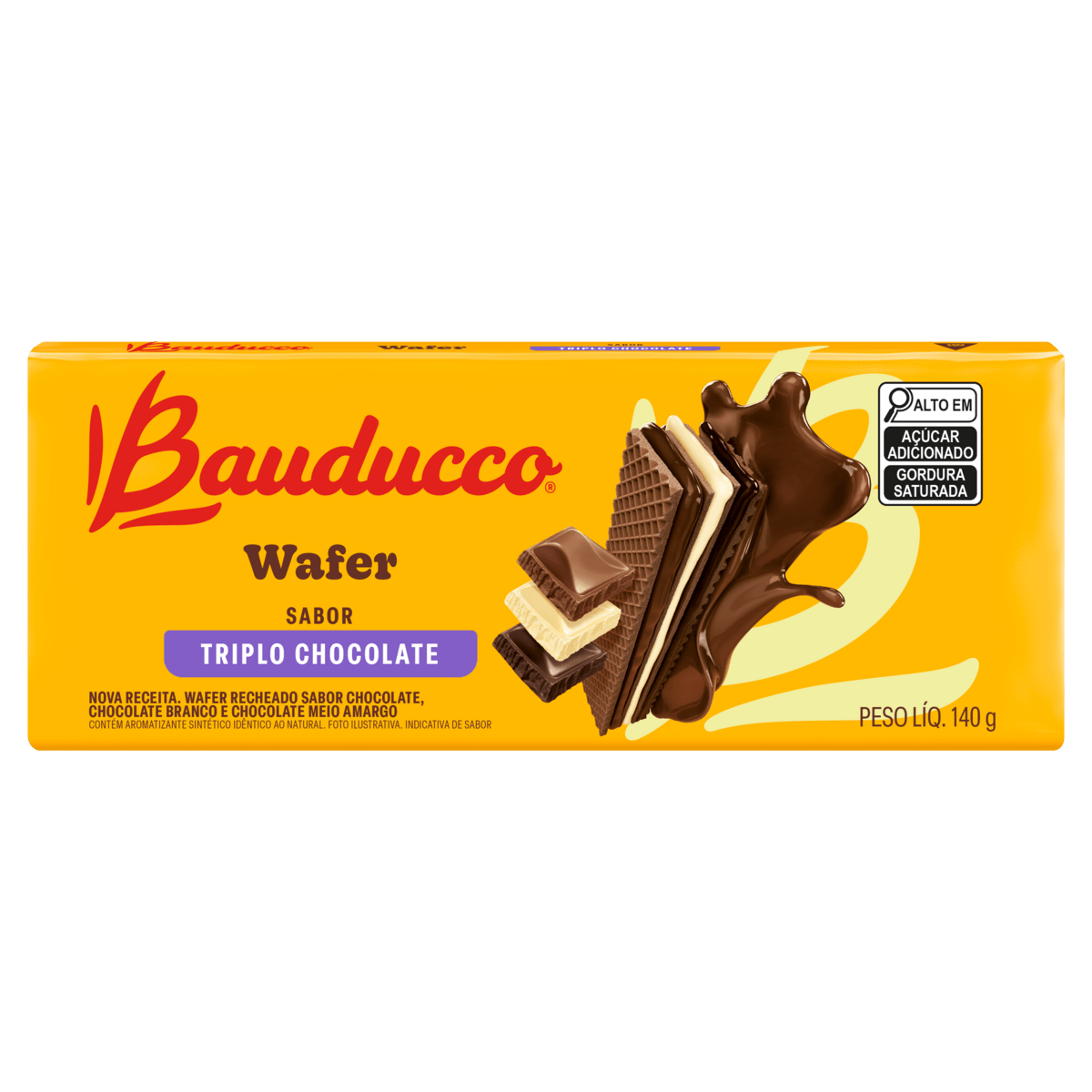 Biscoito Wafer Bauducco Triplo Chocolate 140g