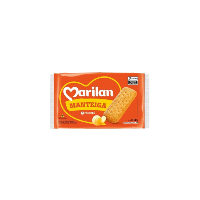 Biscoito Manteiga Com 3 Pacotes Marilan 300G