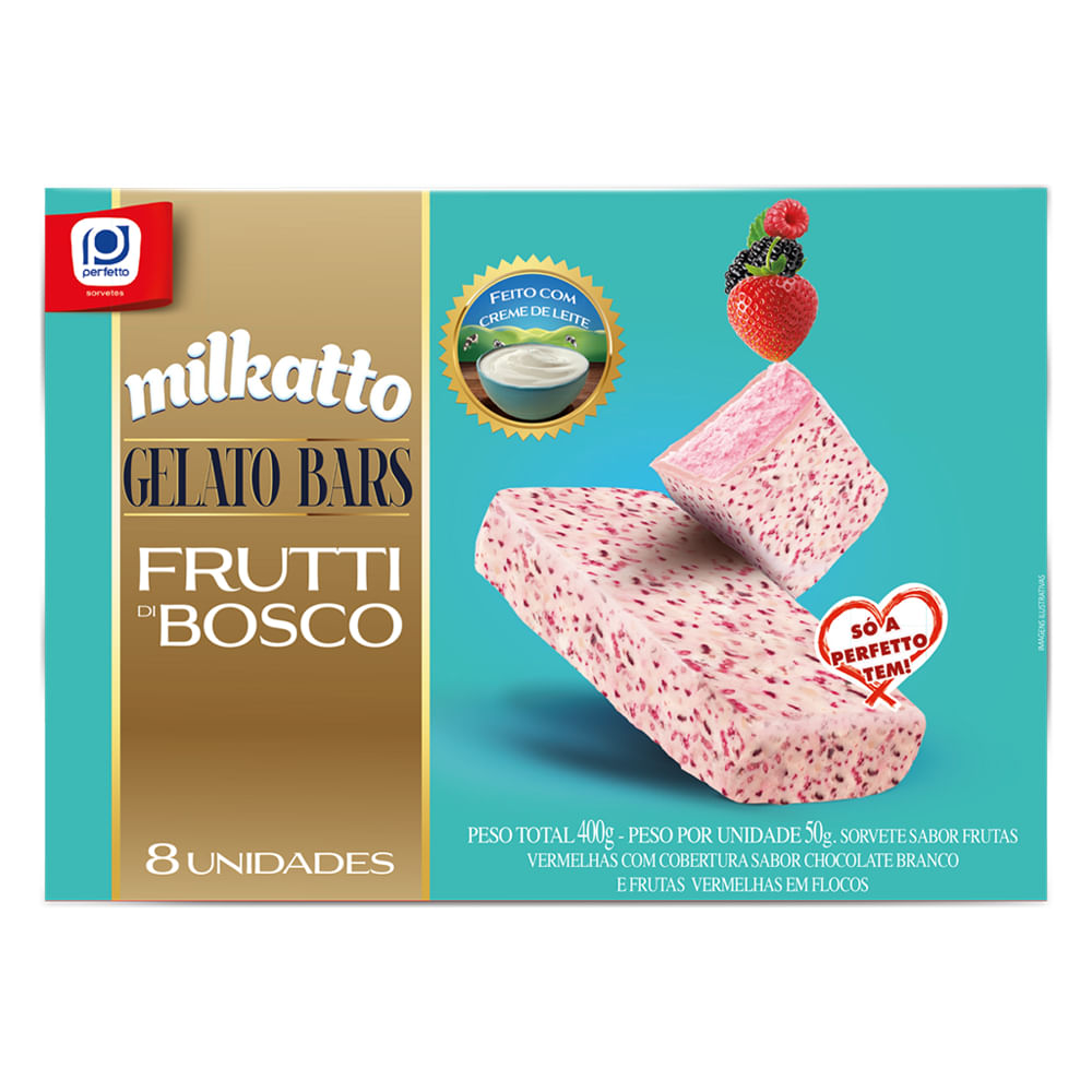 Sorvete Frutti Bosco Milkatto Perfetto Com 8 Unidades 400G