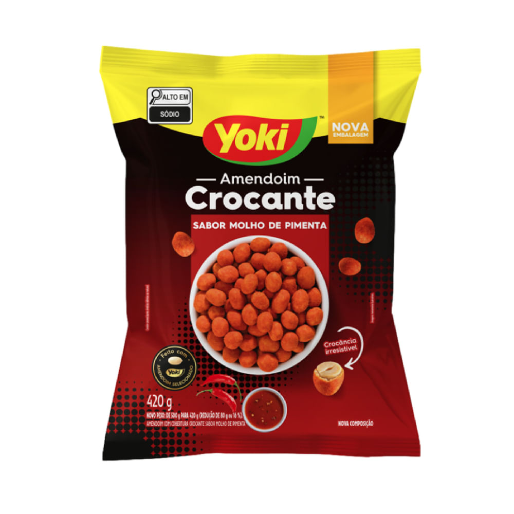 Amendoim Crocante Sabor Molho De Pimenta Yoki 420G