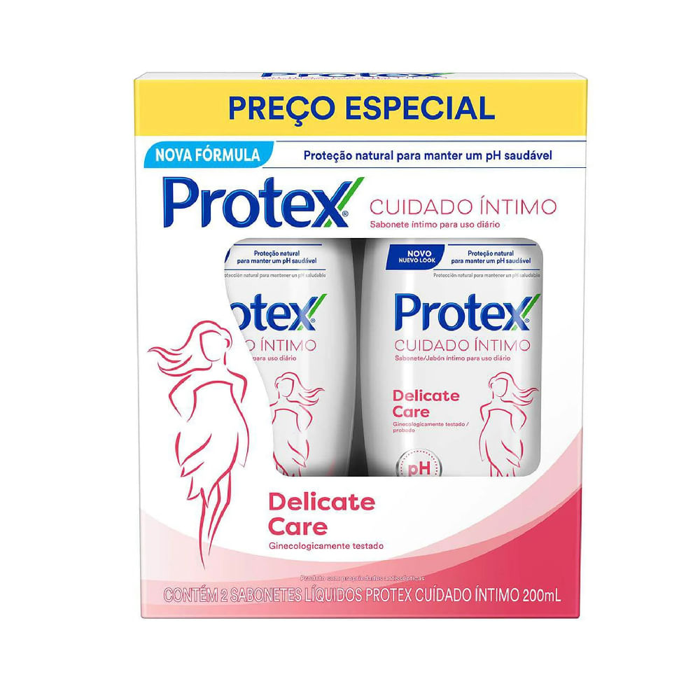 Pack Sabonete Líquido Íntimo Delicate Care Protex Leve 400 Pague 300Ml Com 2 Unidades