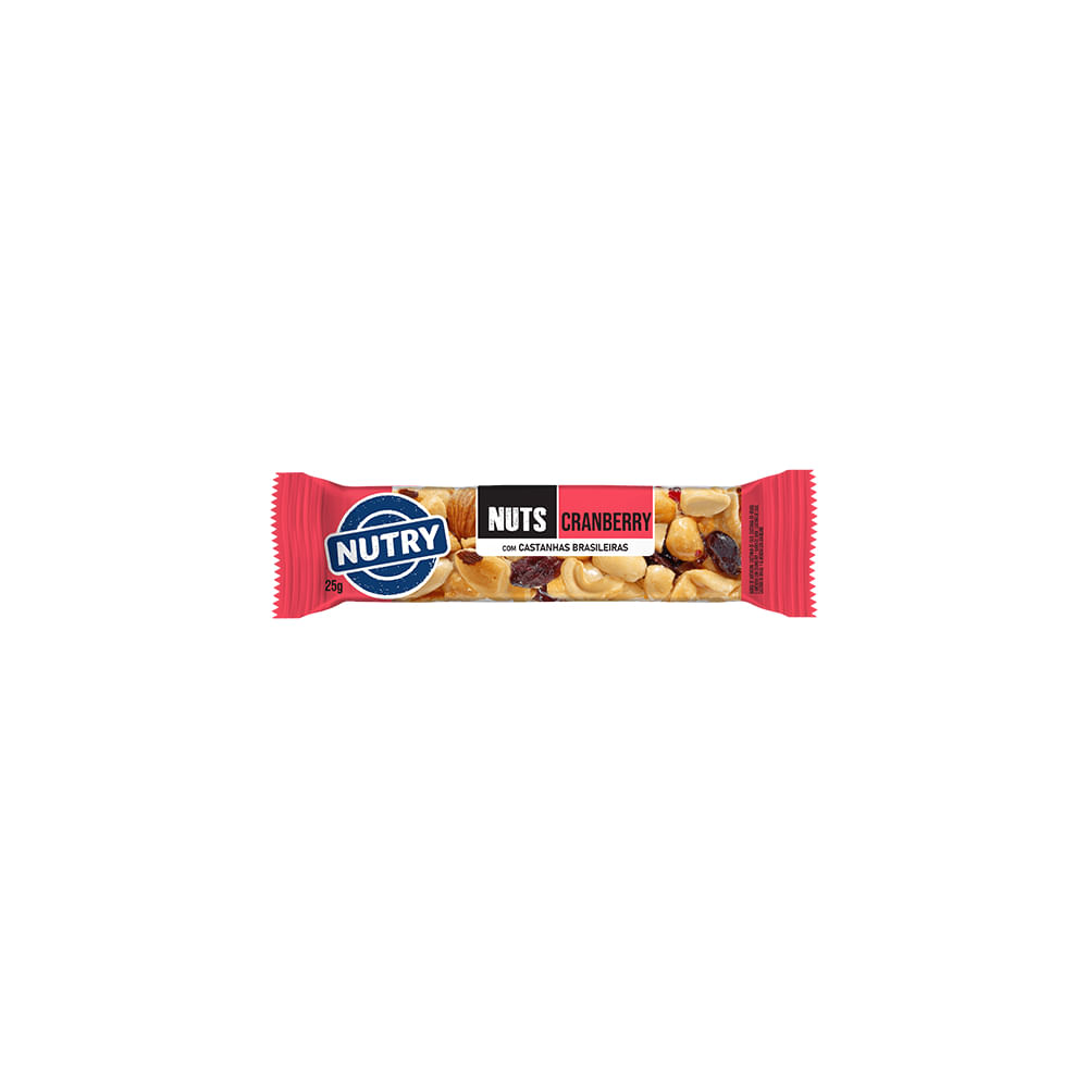 Barra De Cereal Nuts Cranberry Com Castanhas Brasileiras Nutry 25G