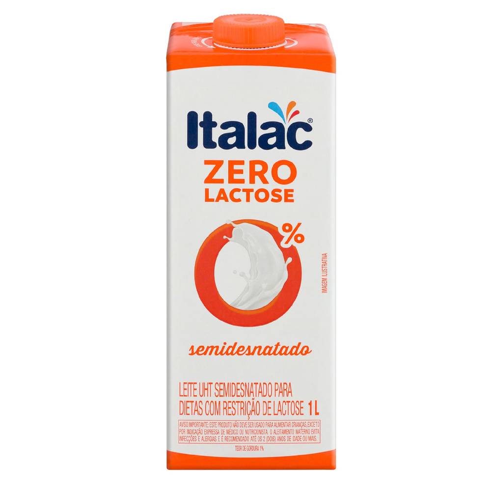 Leite Zero Lactose Semidesnatado Italac 1L